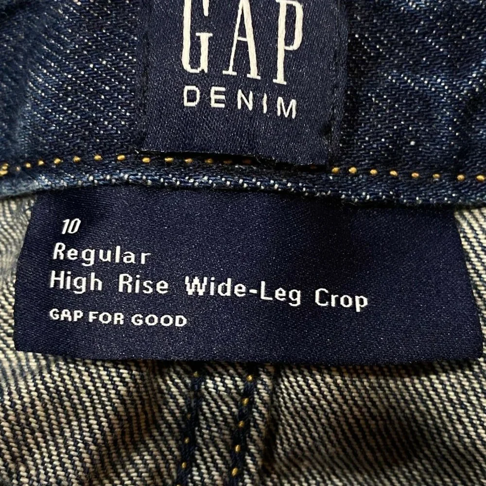 NWT GAP Girls High Rise Wide Leg Crop Jeans Sz 14 Medium Wash #464253